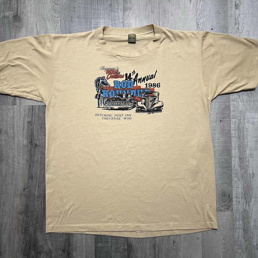 VTG Cheyenne Rods & Customs 14th Annual Hot Rod Classic Car Show T Shirt 1986 XL